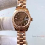 Rolex Lady Datejust 26mm Copy Watch Rose Gold Brown Dial